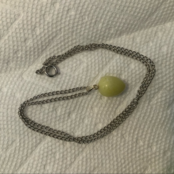 SERPENTINE GEM STONE EGG NECKLACE 70s - see metaph beliefs - Picture 7 of 7